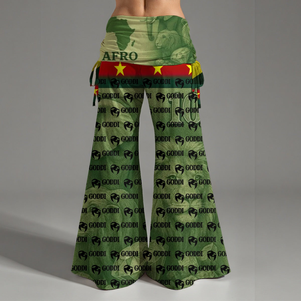 GODDI Afro Money Women's High Waist Wide Leg Pants - S