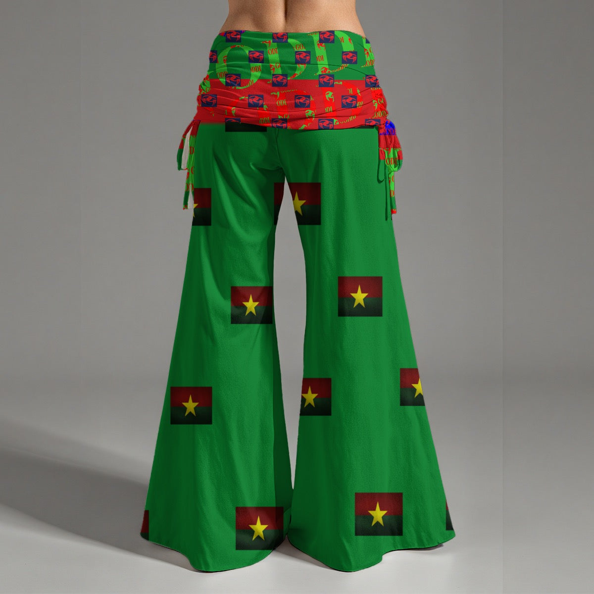 GODDI Olea europaea high-waisted wide-leg pants feature a fold-over waistban