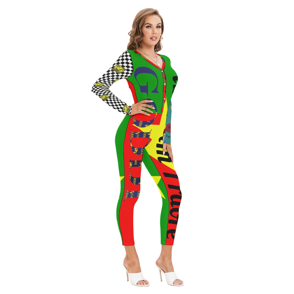 GODDI Burkina Faso BF Colors Romper Jumpsuit Long Sleeves