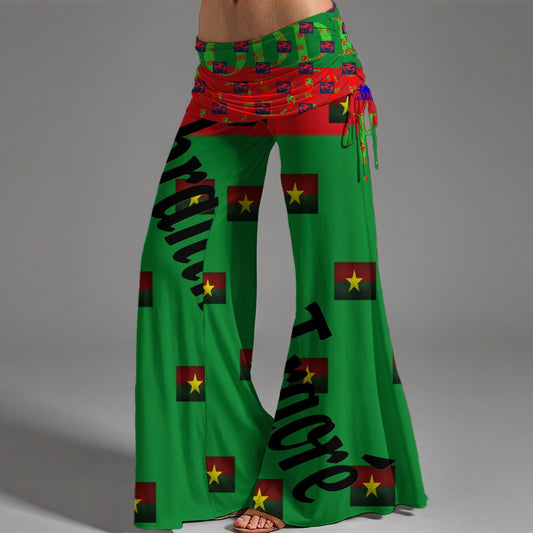 GODDI Olea europaea high-waisted wide-leg pants feature a fold-over waistban