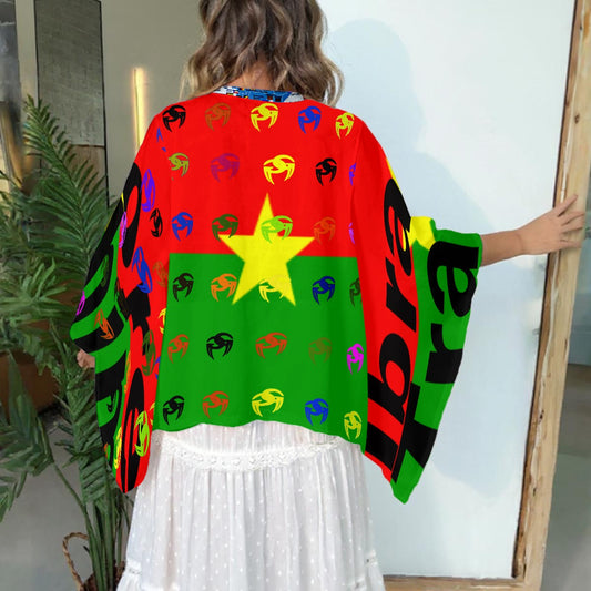 Goddi Boho Africa 54 Countries Map, Flags on Collar, Women’s Eagleswing Loose Sleeves Top -S