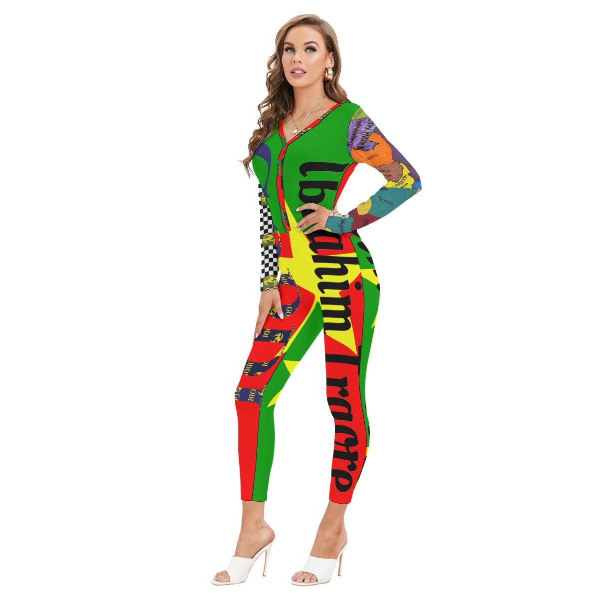 GODDI Burkina Faso BF Colors Romper Jumpsuit Long Sleeves