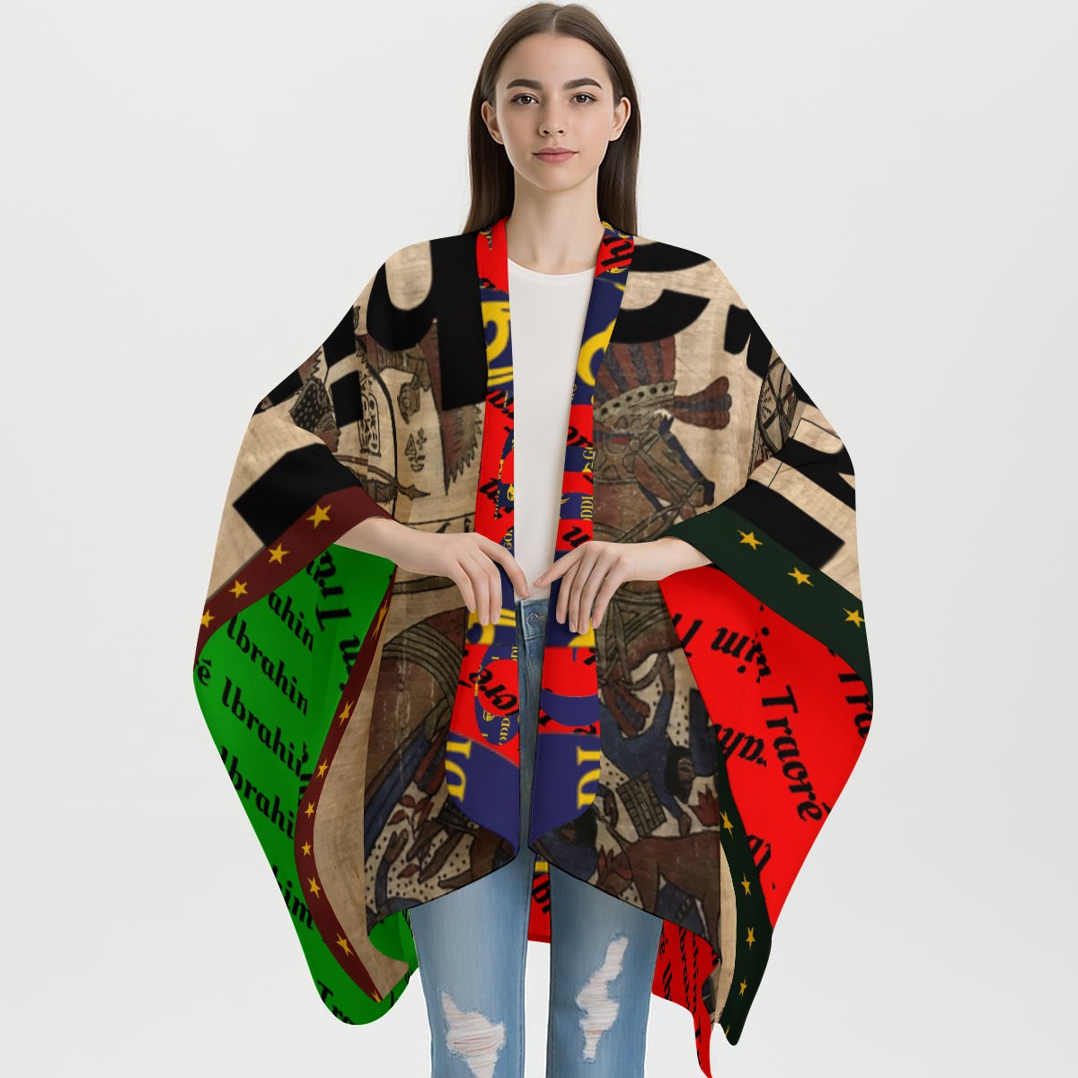 Ancient Language Hieroglyphic Shawl Divine Power Finish This Piece