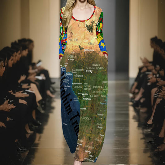 Africa’s 54 Long-Sleeve Maxi Dress GODDI￼