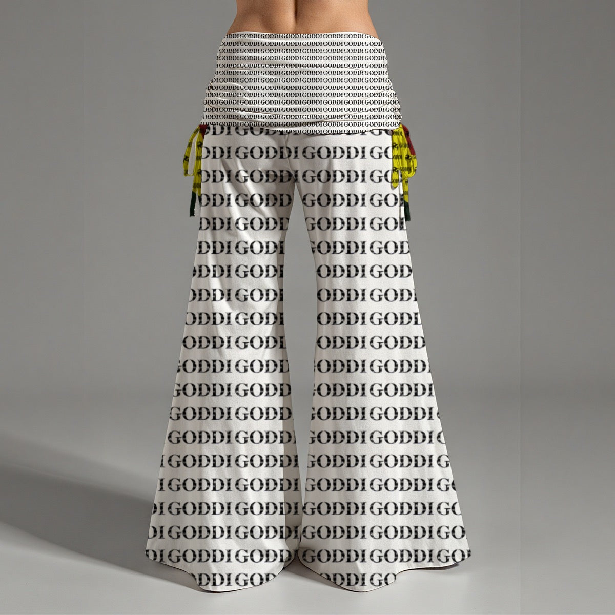 GODDI Wide Leg Monogram-Pattern Pants