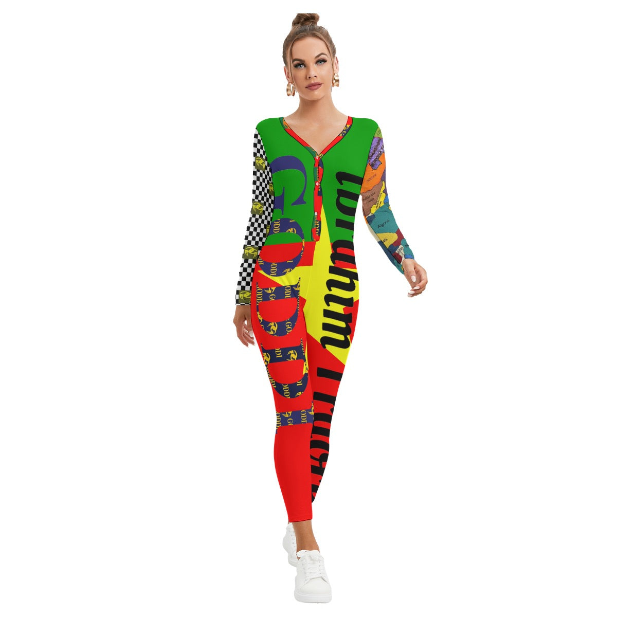 GODDI Burkina Faso BF Colors Romper Jumpsuit Long Sleeves